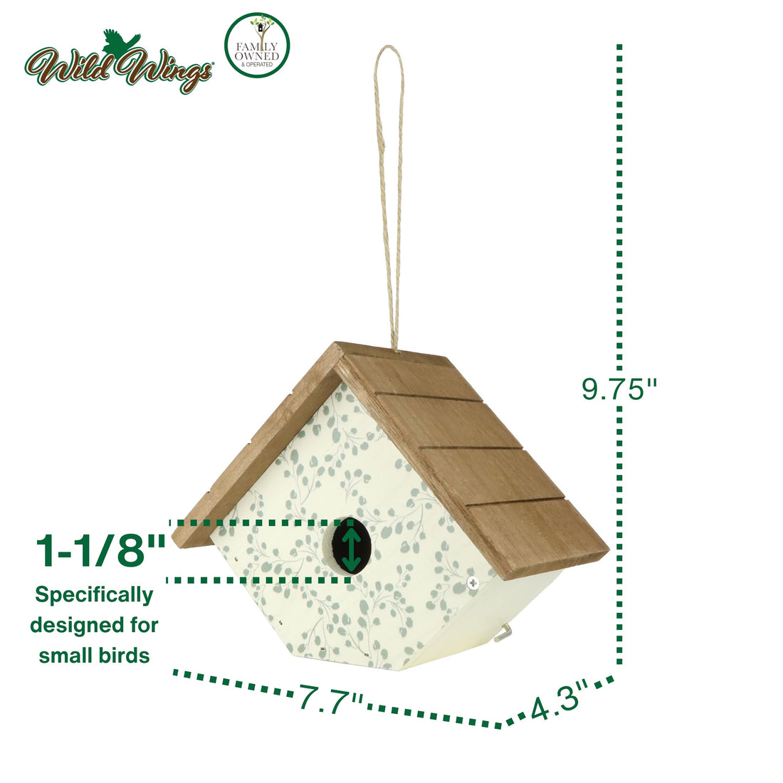 Wild Wings Decorative Wren House Ivy Perch, White