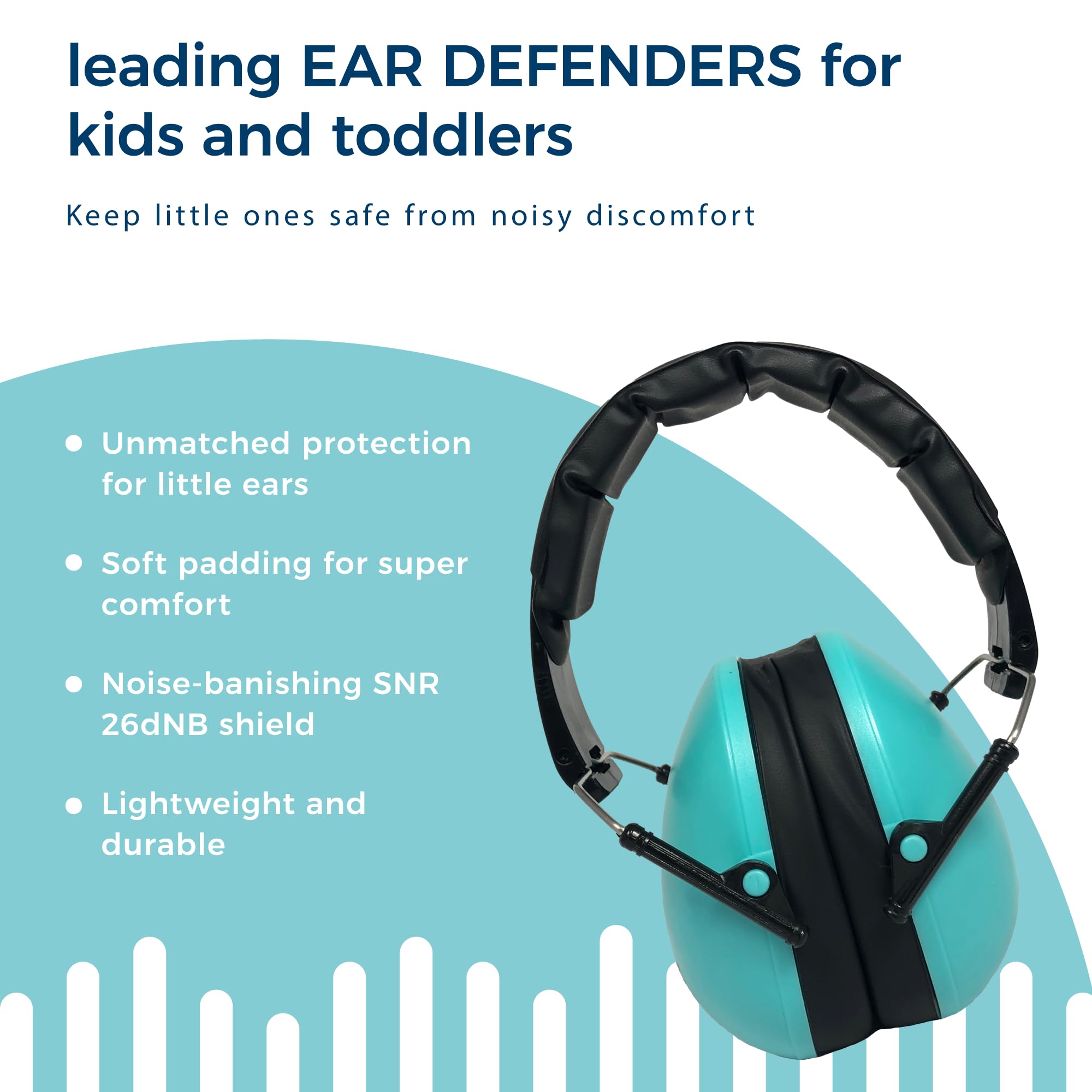 Banz Kidz Earmuffs 2 Years & Older – Lagoon Blue - Loud Noise Cancelling Kids Headphones & Toddler Ear Muffs, Size Adjustable