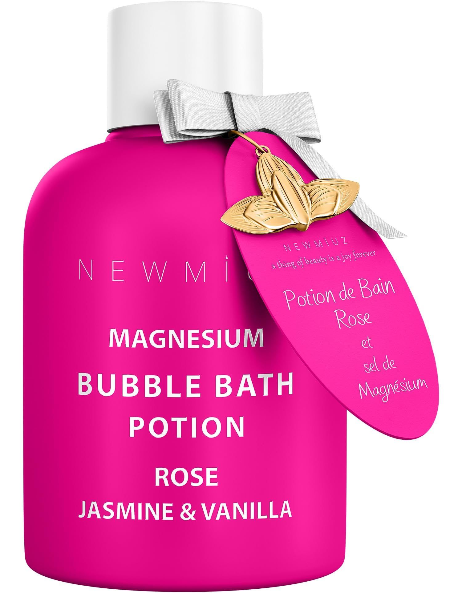 Magnesium Bubble Bath Rose Jasmine Vanilla Long Lasting Foam for Sore Muscles Epsom Salt Moisturizing Relaxing Stress Relief Spa Gift for Women