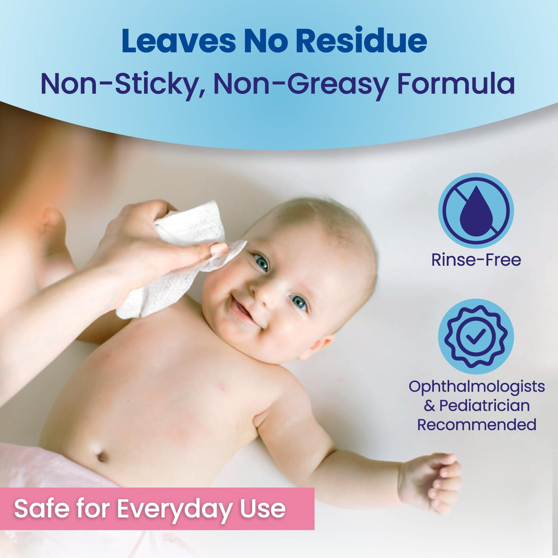 Dr. Fischer Premium Baby Eyelid Wipes, 60 Count, Pre-moistened, Hypoallergenic, Non-Irritating, Rinse Free, Pediatrician Recommended