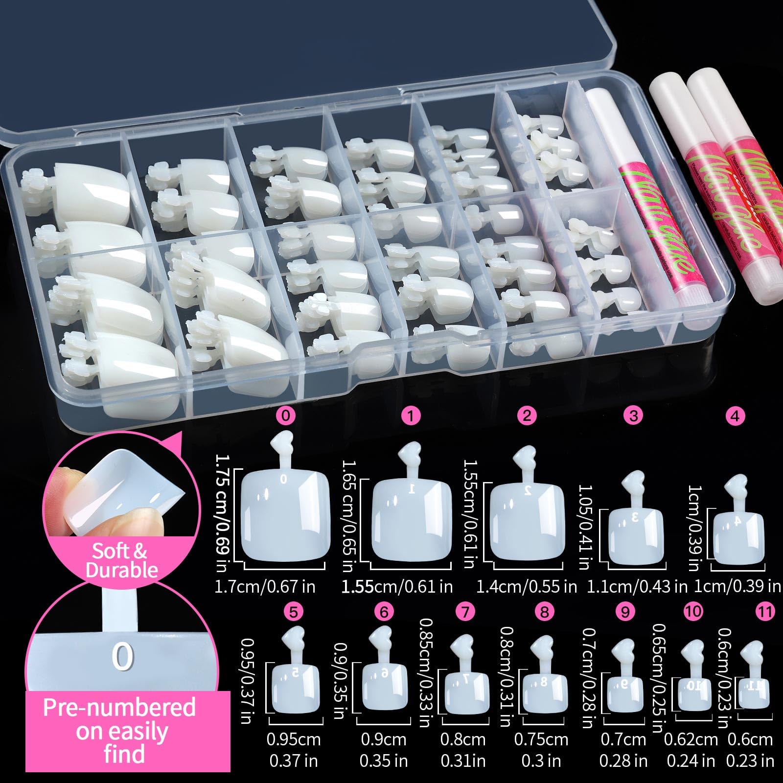 Teenitor 120pcs Natural Toe Nail Press ons, Press On Toenails for Women with Nail Glue, Toe Nail Tips Toe Press on Nails Fake Toenails Toe Tips