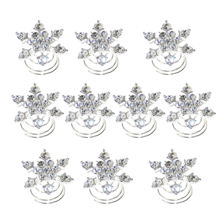 Set of 10 , Pattern 03 : Chicone Snowflask Hair Coils Swirls Twists Spirals Springs Pins for Bridal Wedding Prom Set of 10