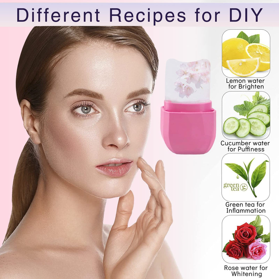 Ice Face Roller, Ice Roller for Face and Eye, V-Shaped Design, Food-Grade Leak-Proof Silicone Cube, Reusable Face Massage, Facial Beauty Ice Roller, Ice Mold for Face Beauty Gift for Women