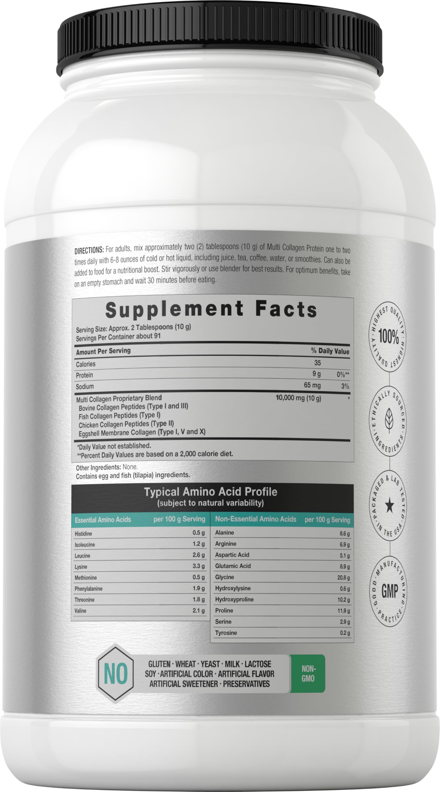 Horbaach Multi Collagen Protein Powder 32 oz | Type I, II, III, V, X | Hydrolyzed Collagen Peptides | Keto & Paleo Friendly | Unflavored & Gluten Free