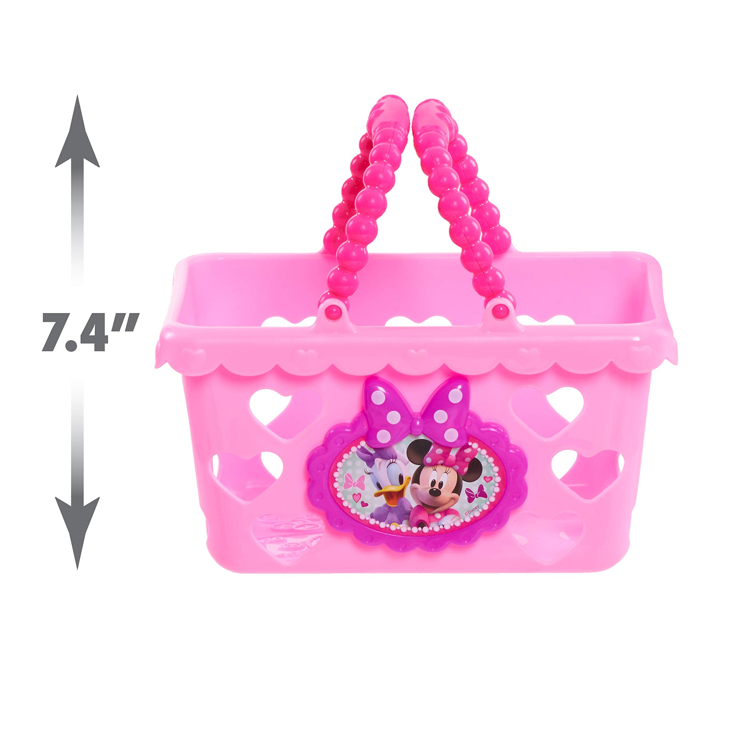 Disney Junior Minnie Bow-Tique Bowtastic Shopping Basket Set with Pretend Food and Accessories, Pretend Play, Kids Toys for Ages 3 Up by Just Play
