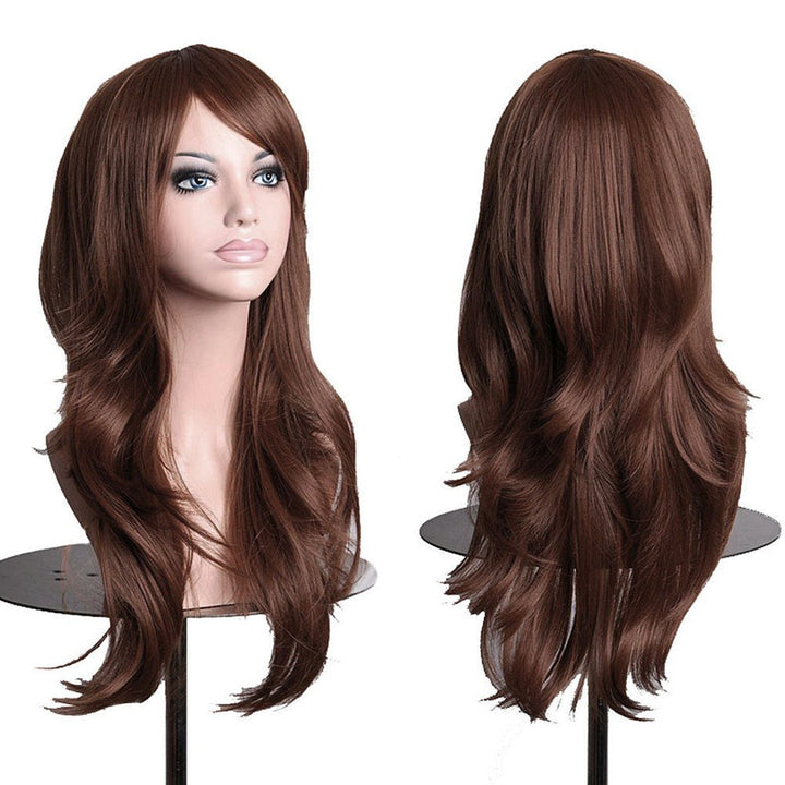 AneShe Wigs 28 Long Wavy Hair Heat Resistant Cosplay Wig for Women (Dark Brown)