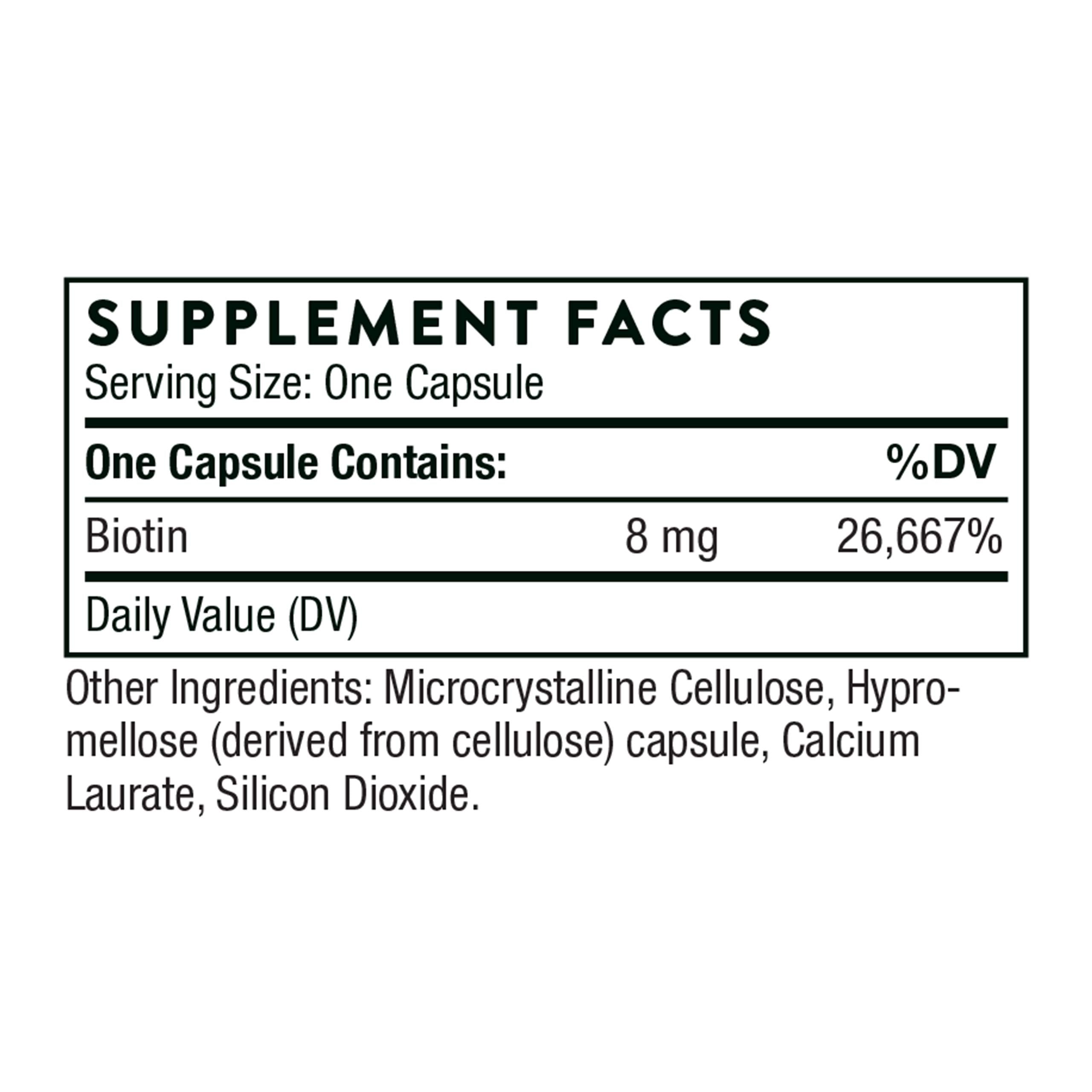 THORNE Biotin - Vitamin B7 (Biotin) for Healthy Hair, Nails, and Skin - 60 Capsules