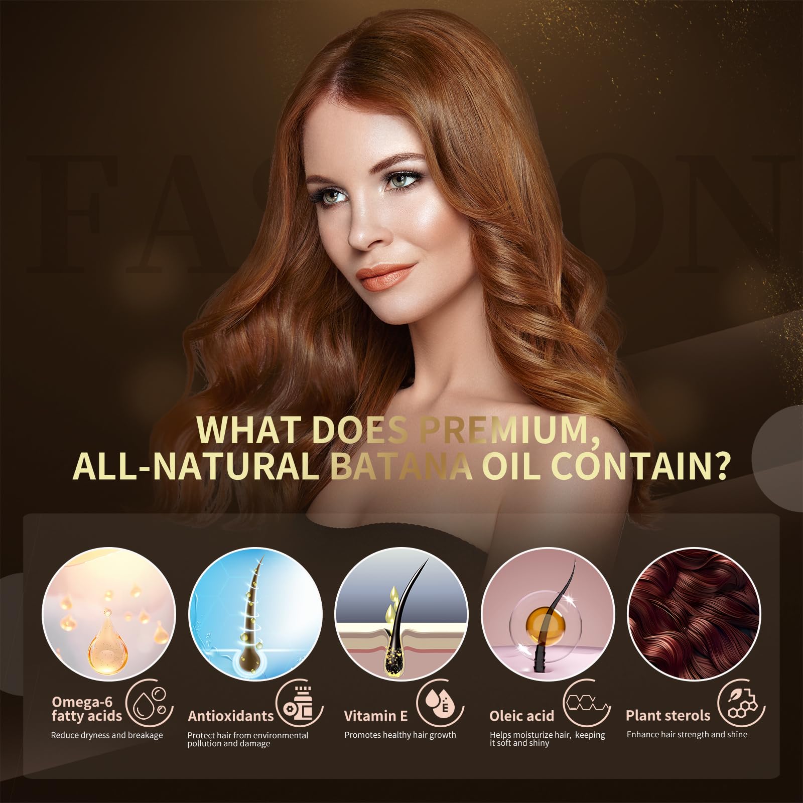 Batana Oil for Hair Growth, 100% Pure & Organic, Cold Pressed Traditional Palm Nut, Unrefined Hair Growth Oil Prevents Hair Loss