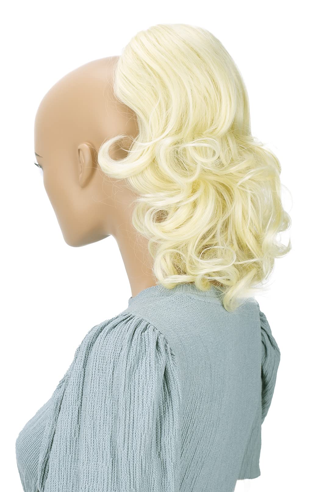 PRTTYSHOP Hair Piece Pony Tail Extension Draw String Voluminous Curly Heat-Resisting 14 platinum blond #613 PH3a