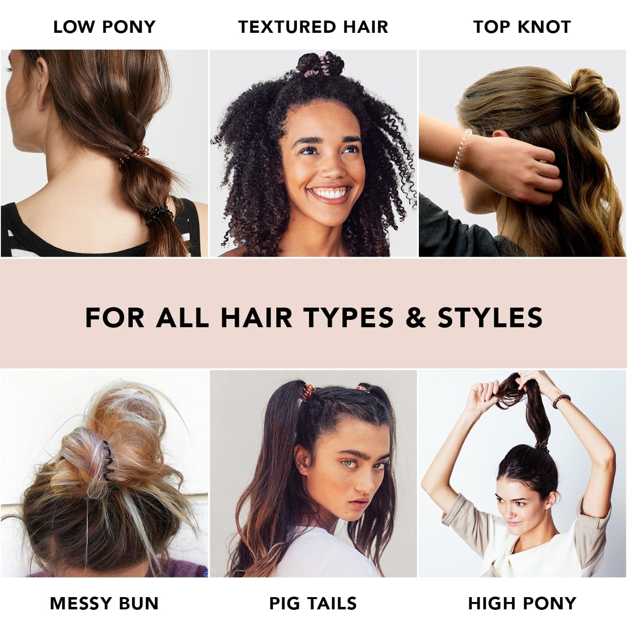 Kitsch Spiral Hair Ties, Coil Hair Ties, Phone Cord Hair Ties, Hair Coils - 8pcs, Transparent