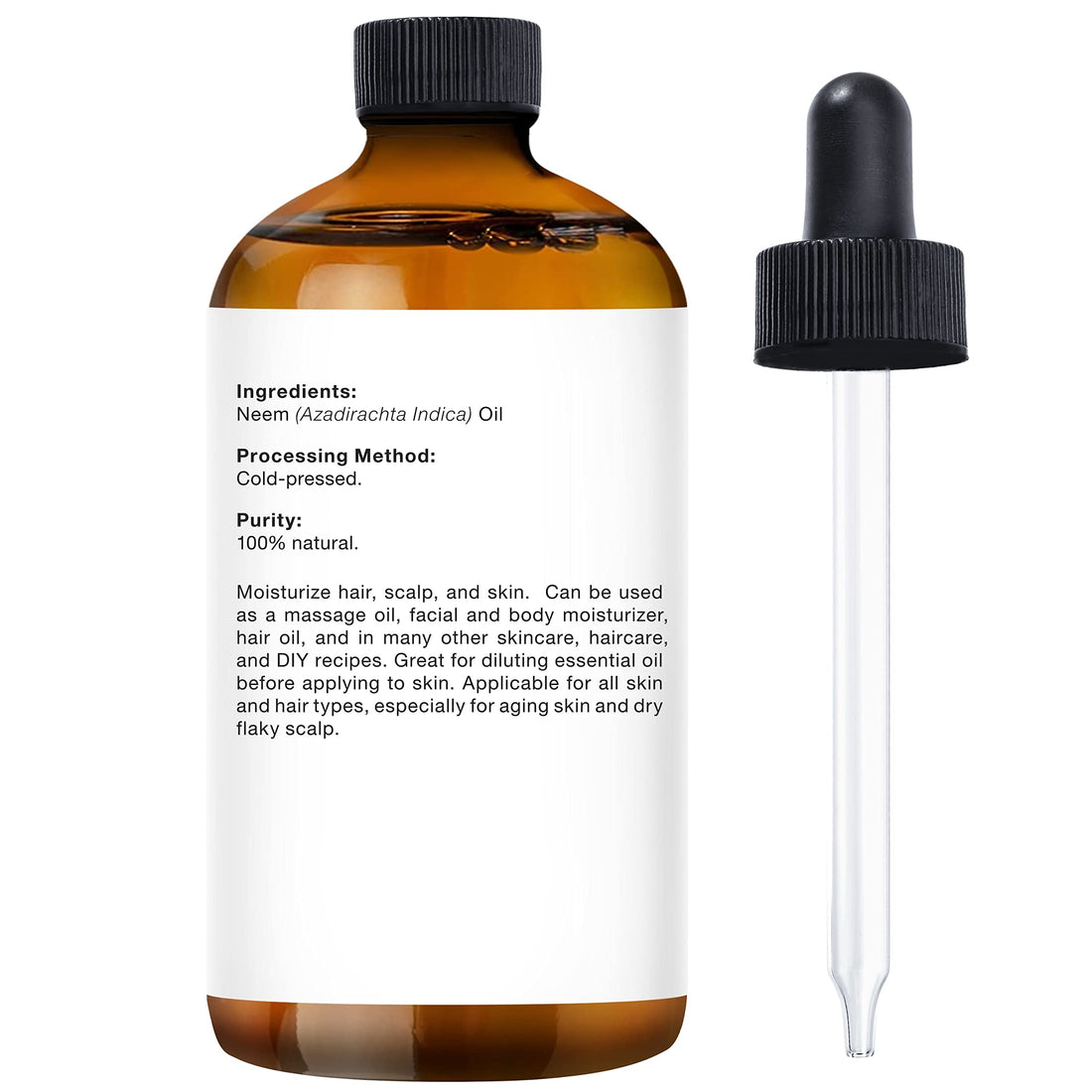 Majestic Pure Neem Oil for Plants Spray and Essential Oils Mixing, 100% Pure Cold Pressed, Great for Skin/Hair Care, Massage Oil, Nails, Acne & Moisturizer for Dry Skin, 4 Fl Oz