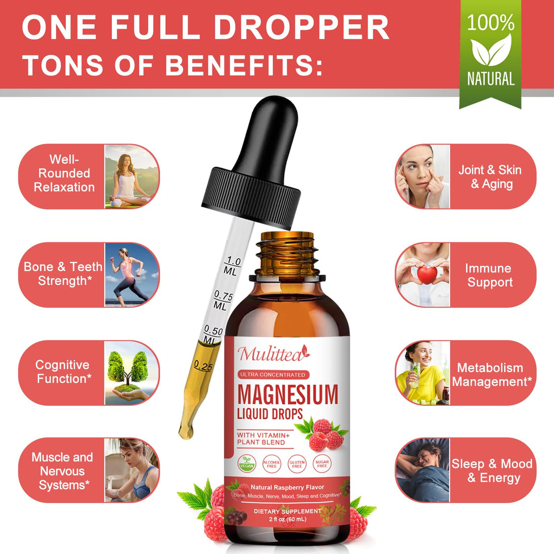 Magnesium Glycinate Liquid Drop - Triple Absorption Supplement to Support Nerves, Night, Heart, Muscles * -Sugar-Free with Potassium, L-Theanine, Sea Moss Vitamin B,C,D3, K2-2Pack