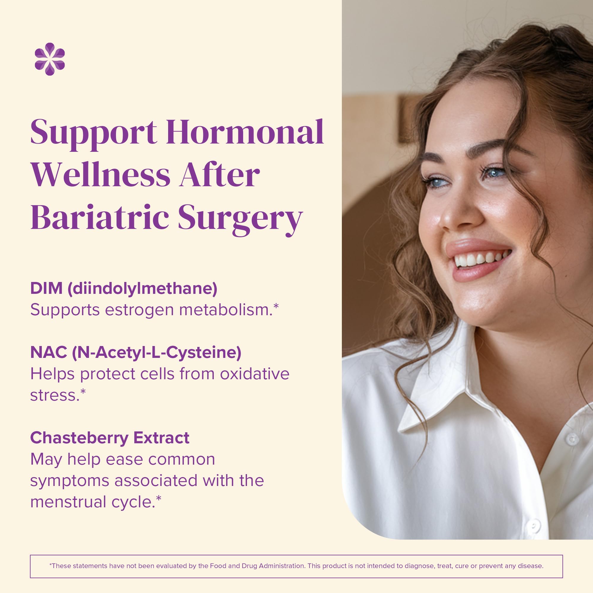 BariMelts Hormonal Balance+, 60 Easy-Swallow Caplets (1-Month Supply), Bariatric Supplement with DIM, NAC and Chasteberry, Supports Hormone Balance for Women After Bariatric Surgery