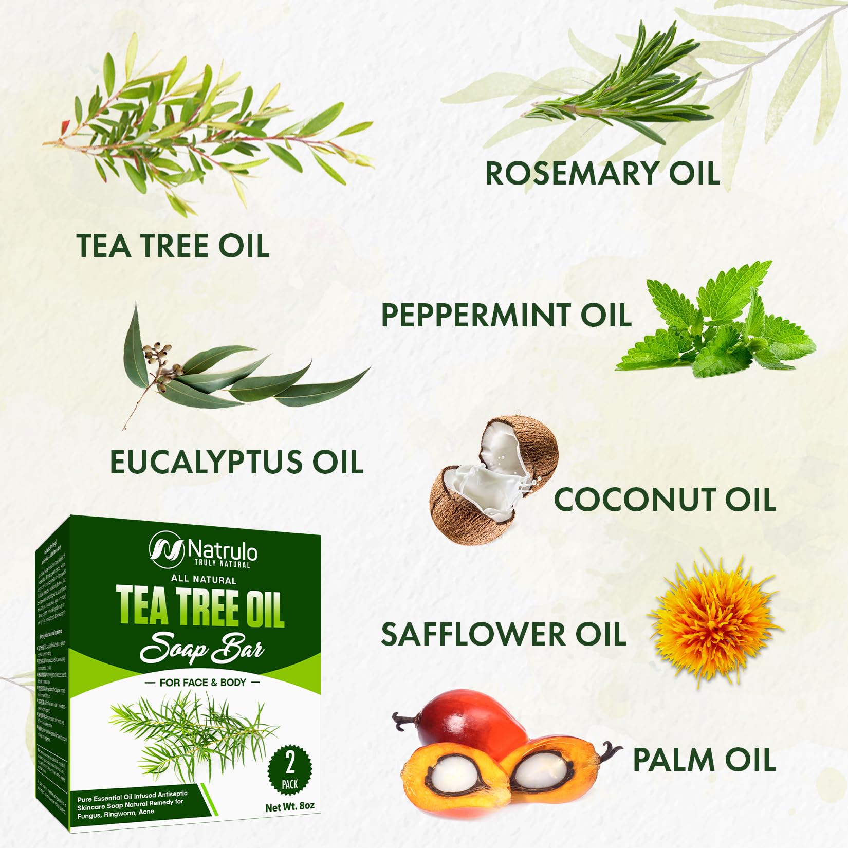 Tea Tree Oil Soap Bar for Face & Body, 4oz –All Natural Remedy Skin Cleanser – Pure Essential Oil Infused Skincare Cleansing Soap for Dirt & Acne - Tea Tree Face & Body Wash Made in USA