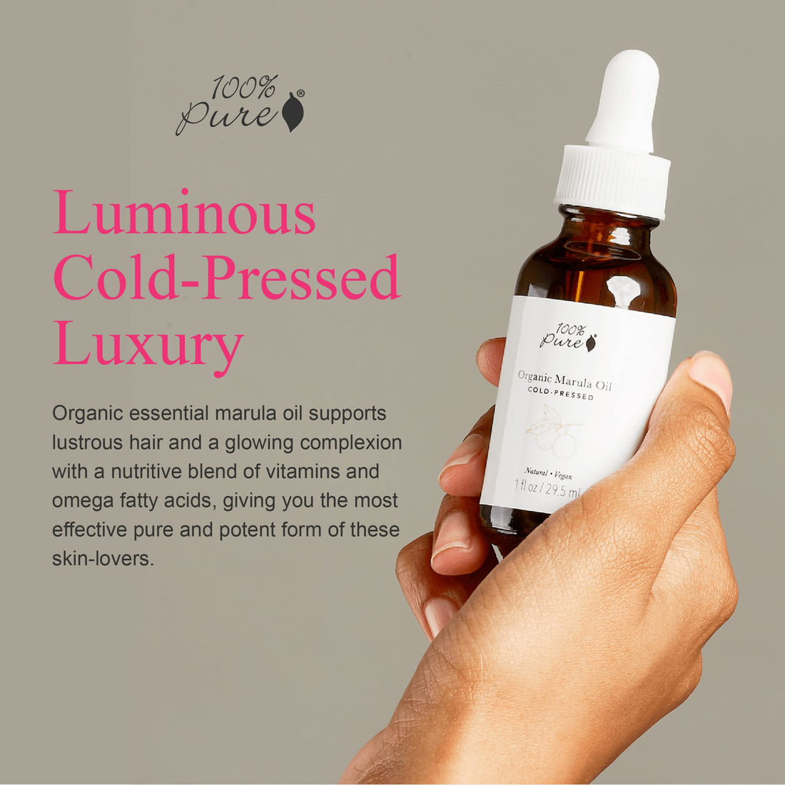 100% PURE Organic Marula Oil Cold-Pressed For Face Body Hair Hydrating Vitamins & Omega Fatty Acids Support Glowing Plumped Up Youthful Skin - Natural Moisturizer Facial Radiance - Vegan - 1oz