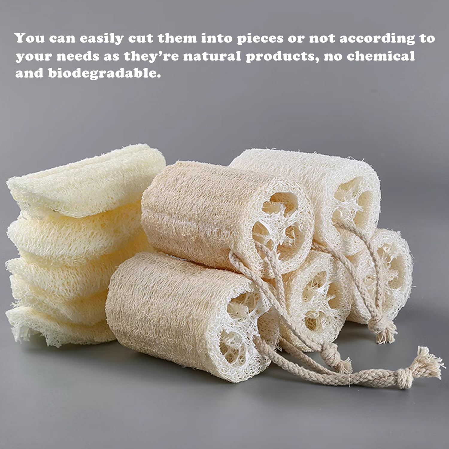 Loofah Sponges Natural Organic Luffa Loofah Bath Sponge Exfoliating Natural Bath Shower Sponges Body Scrubbers, 6 Pack