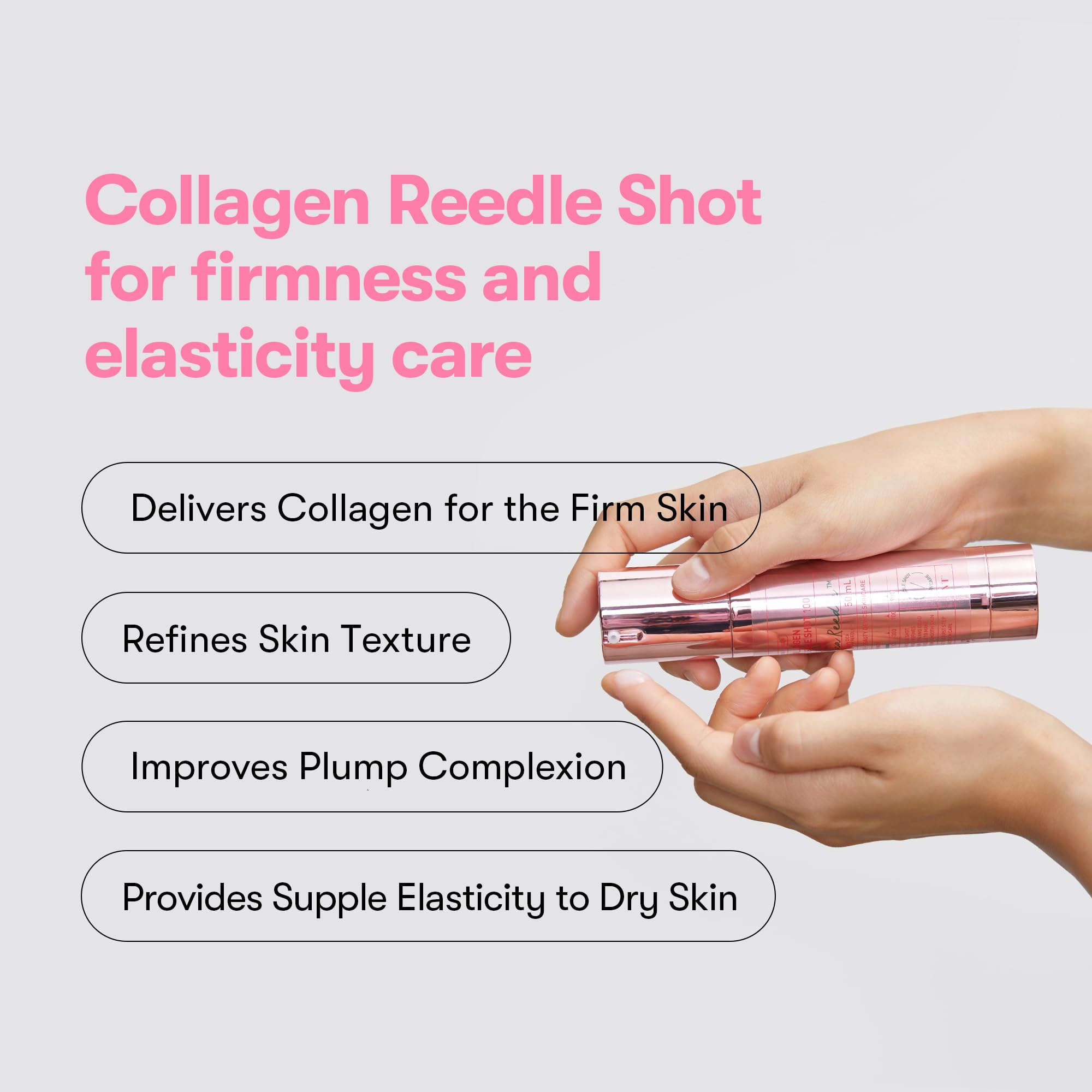 VT COSMETICS Collagen Reedle Shot 100, Collagen Microneedling Serum, Firming & Elasticity, 500Da Collagen Extract, Soft Skin, Glass Skin, Korean Skin Booster 1.69Fl Oz(50ml)
