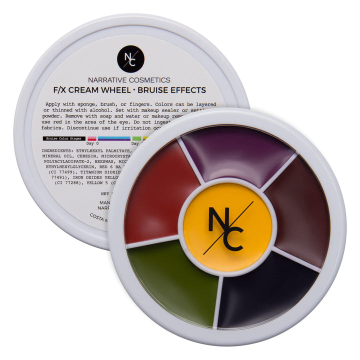 Narrative Cosmetics Bruise Wheel for Special Effects, Theatrical Makeup and Halloween - 6 Color Wheel