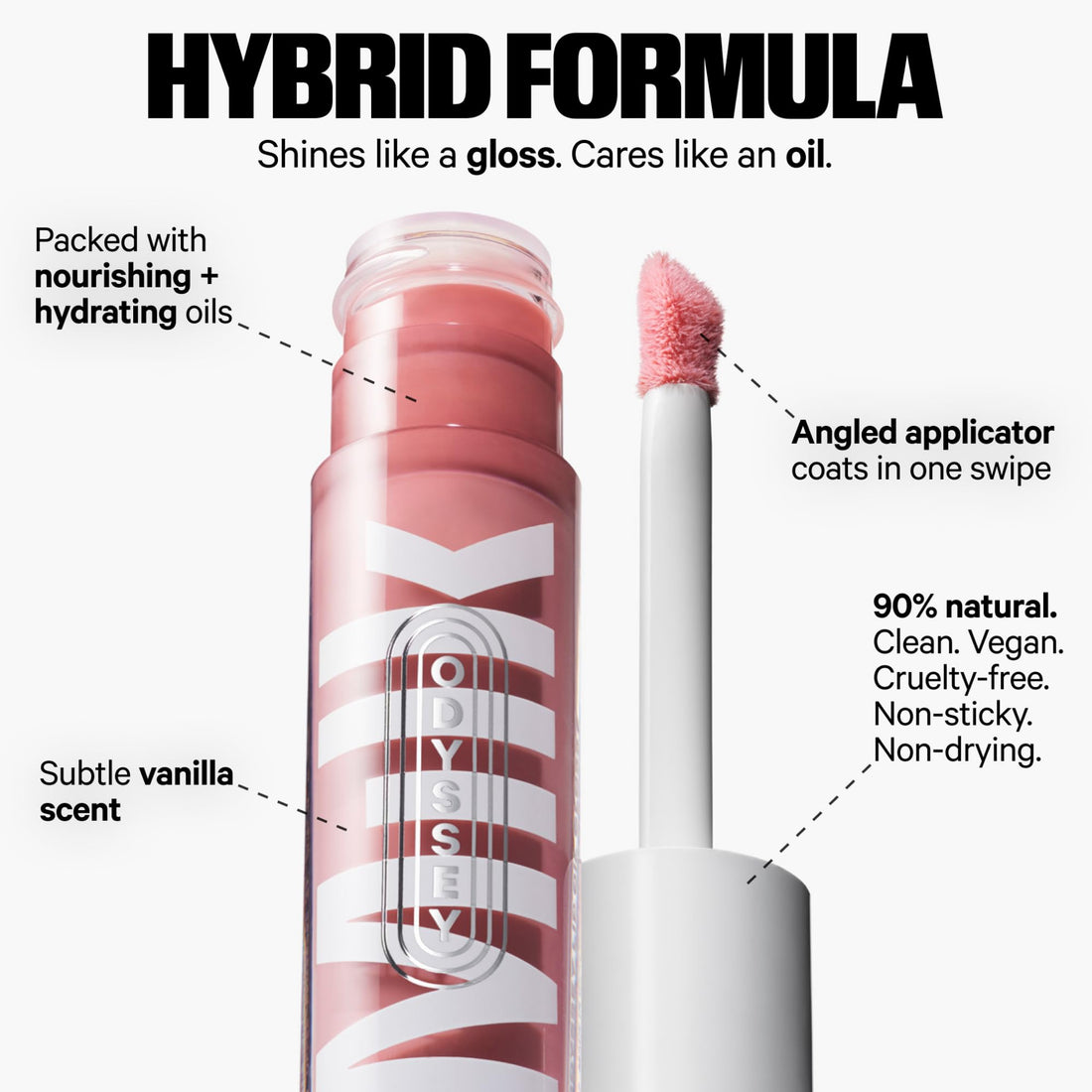 Milk Makeup Odyssey Lip Oil Gloss, Werk Trip (Dusty Rose) - 0.2 oz - For Fuller and Glossy Lips - Long Lasting Moisture - Semi-Sheer Color - Sweet Vanilla Scent - Vegan Cruelty Free