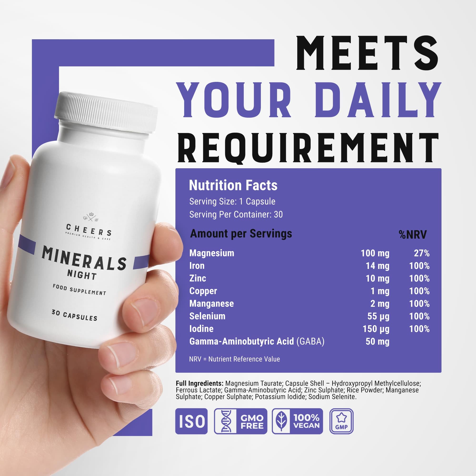 CHEERS - Vitamins Day with 12 Vitamins for Men & Women Minerals Night Magnesium Supplements | 30 Capsules Each - Covers 100% of Daily Requirement | Plus Iron, Zinc and More, Complete Multivitamins