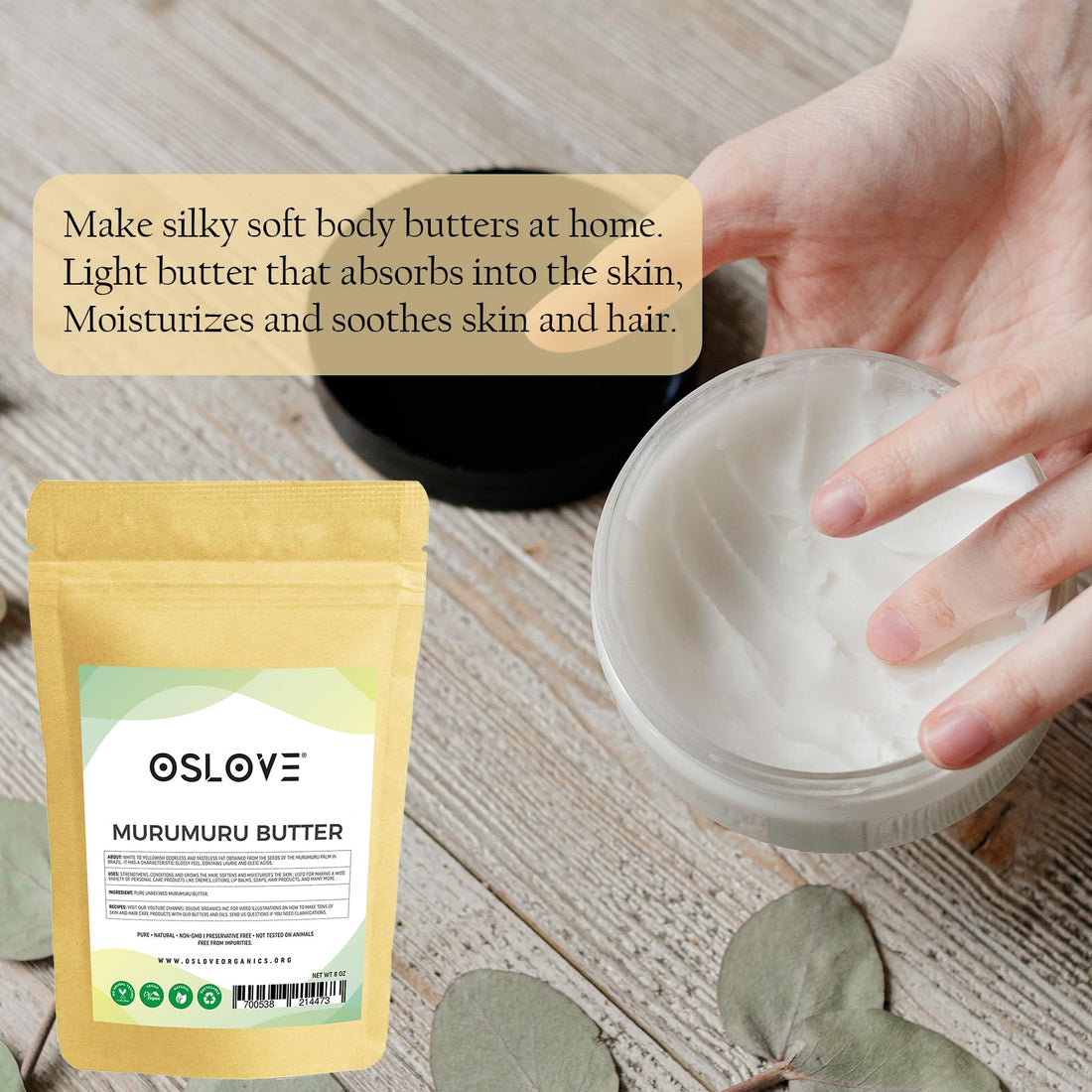 PureNatural and Unrefined Murumuru Butter 8oz by Oslove Organics