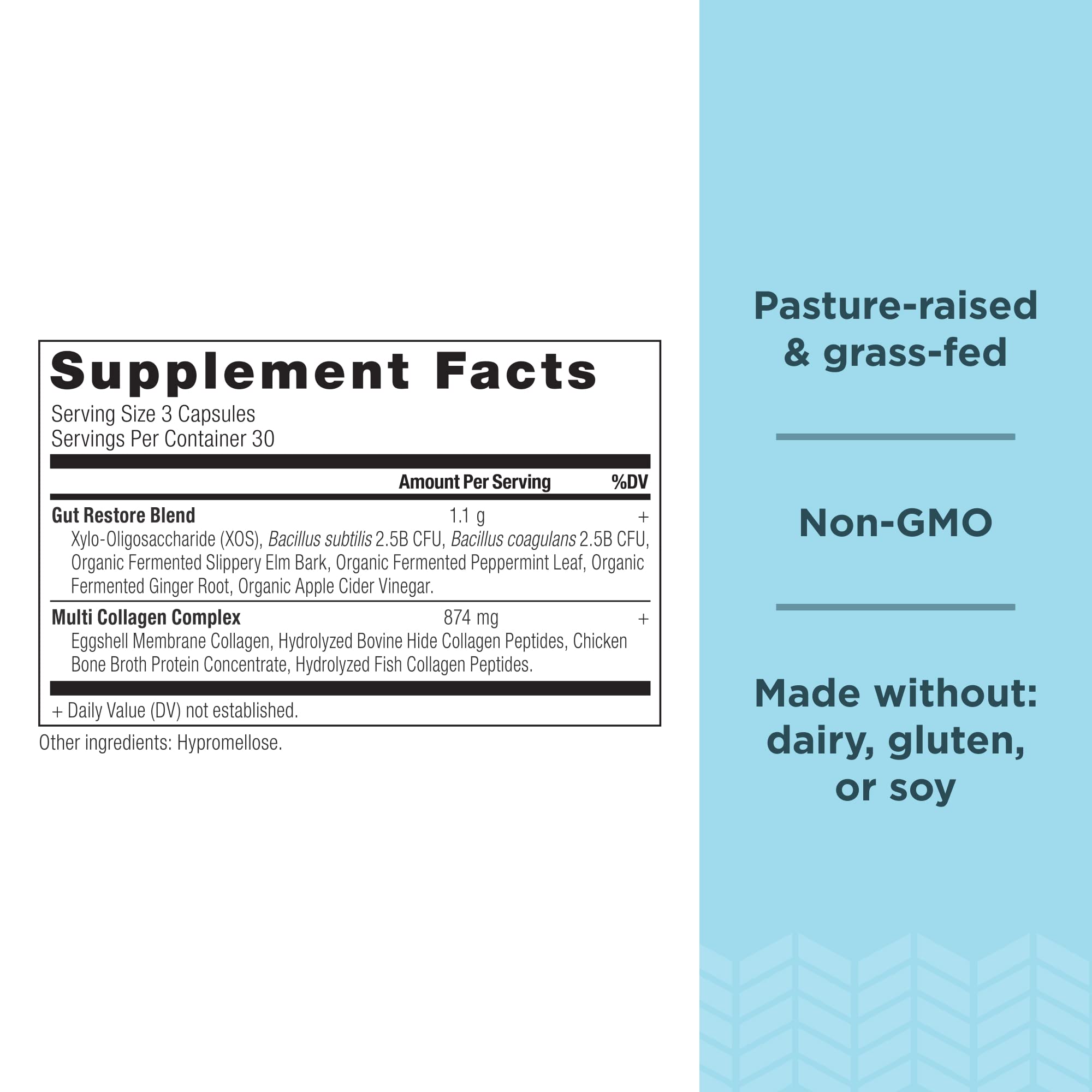 Collagen Pills with Probiotics for Gut Health by Ancient Nutrition, Multi Collagen Capsules Gut Restore 90 Ct, Supports Gut, Joints, Hair & Nails, Gluten Free, Paleo and Keto Friendly