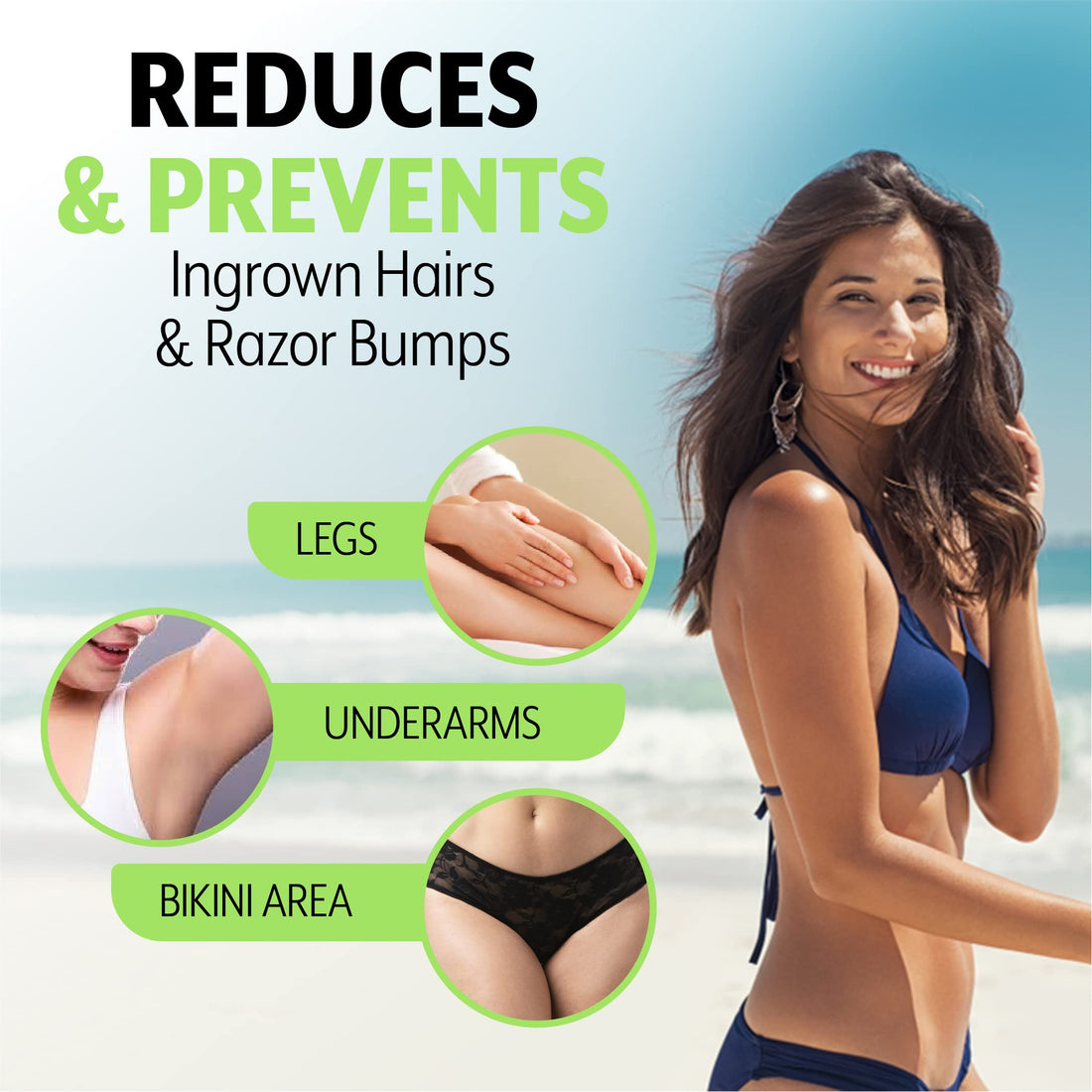 Organic Ingrown Hair and Razor Burn Serum (2 Pack) for Men and Women - Exfoliating AHA for Smooth Skin After Shaving, Waxing or Hair Removal, Preventing Bumps and Irritation