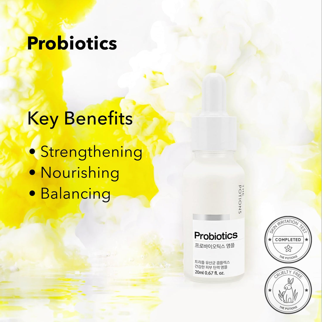 The Potions Probiotics Facial Ampoule l Natural Strength and Healing Benefits, Hydration, Moisture Protection l Korean Skincare, Cruelty-free, Hypoallergenic - 20ml