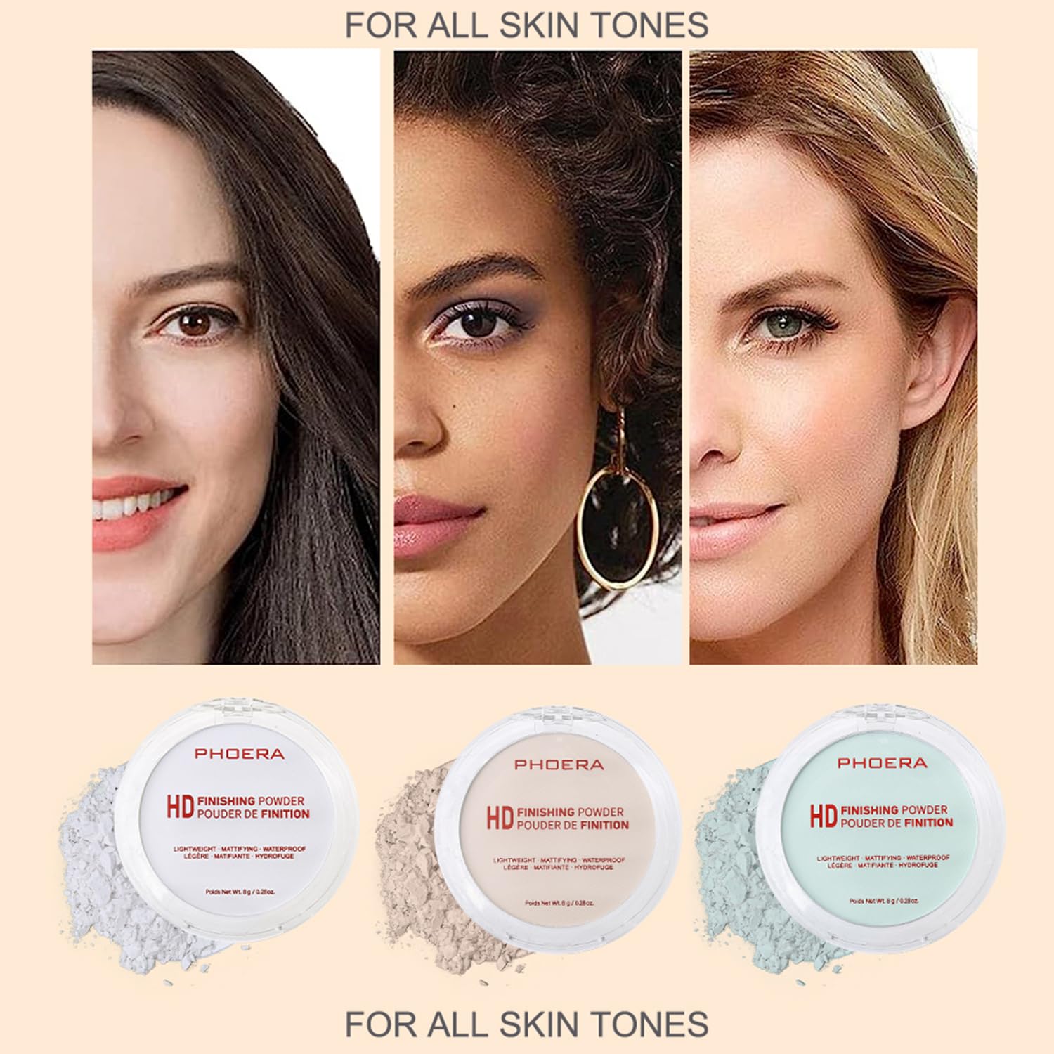 PHOERA Foundation Pressed Face Powder, Soft Focus Setting Powder, Silky Powder For Creating Without Shine, Smooths Pores & Lines, Up to 24H Wear Oil Control,0.28 Oz (003 Mint Green)