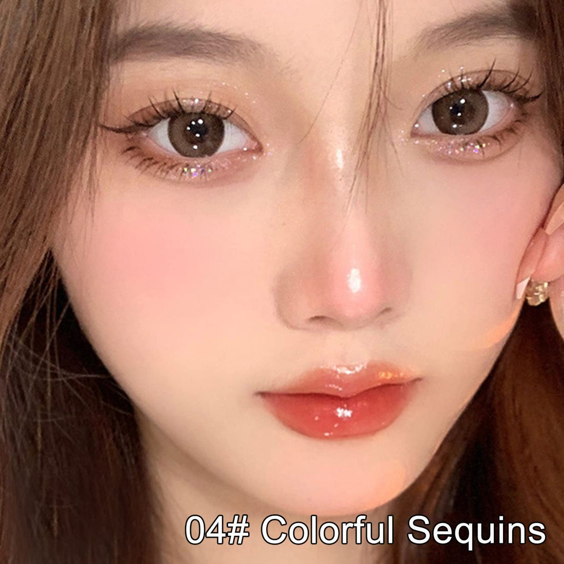 Erinde Liquid Glitter Eyeshadow Eyeliner, Korean Makeup Tear Drop, Shimmer Metallic, Lightweight Waterproof Long Wearing, Loose Glue for Crystals Eye Christmas Makeup, Colorful Sequins