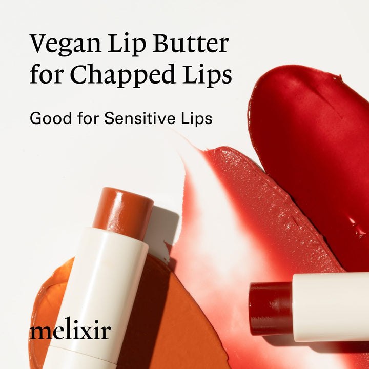 Melixir Vegan Lip Butter #05 Dewy Rose(Tinted) (+11 more colors), Bee Free, Petrolatum Free, Deep Nourishing Plant-Based Vegan Chapstick, Vegan Lip Balm for Dry, Cracked and Chapped Lips