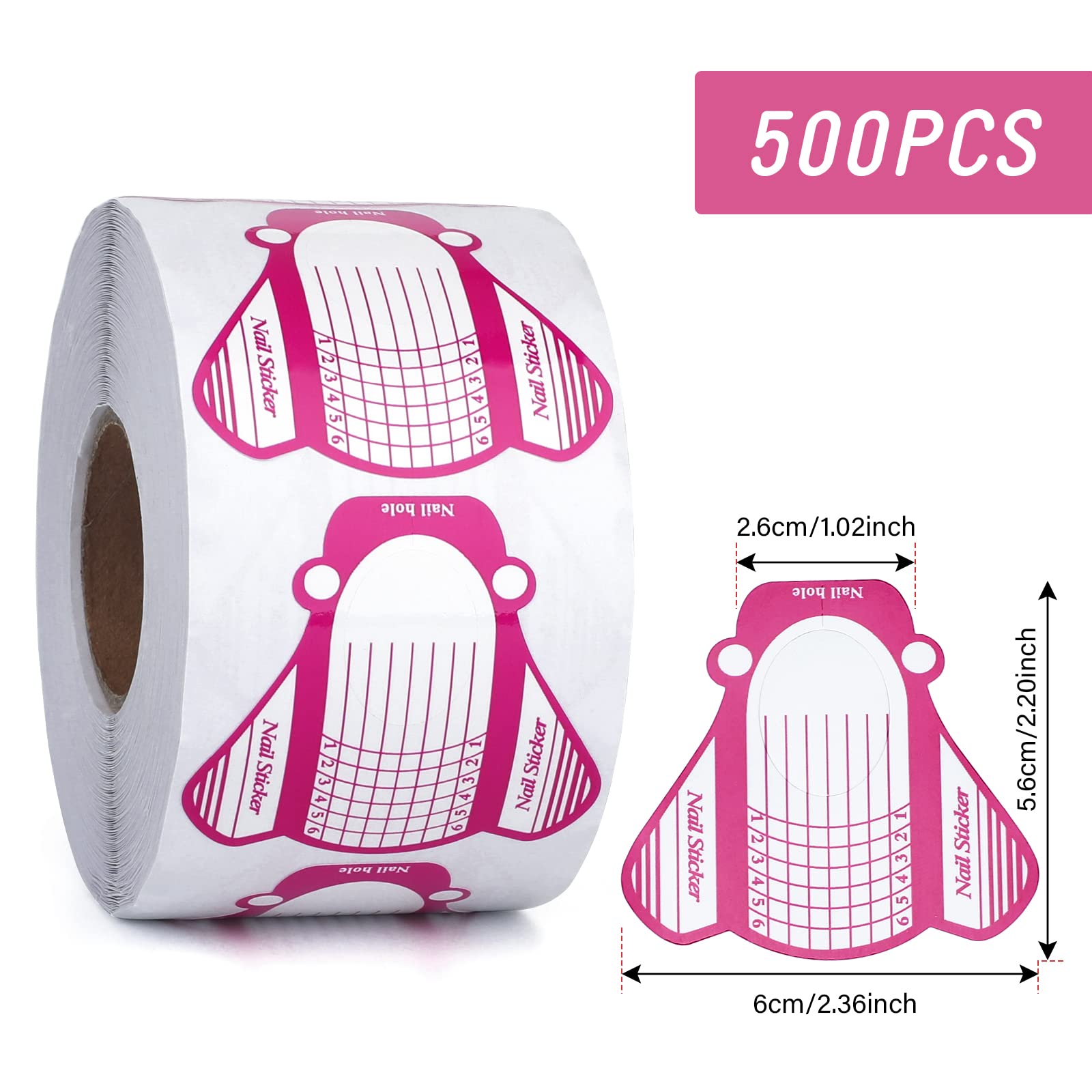 G2PLUS Nail Form, Nail Art Guide Stickers for Acrylic UV Gel Nail Tips Manicure Extension Tool (1 Roll / 500 PCS - Red)