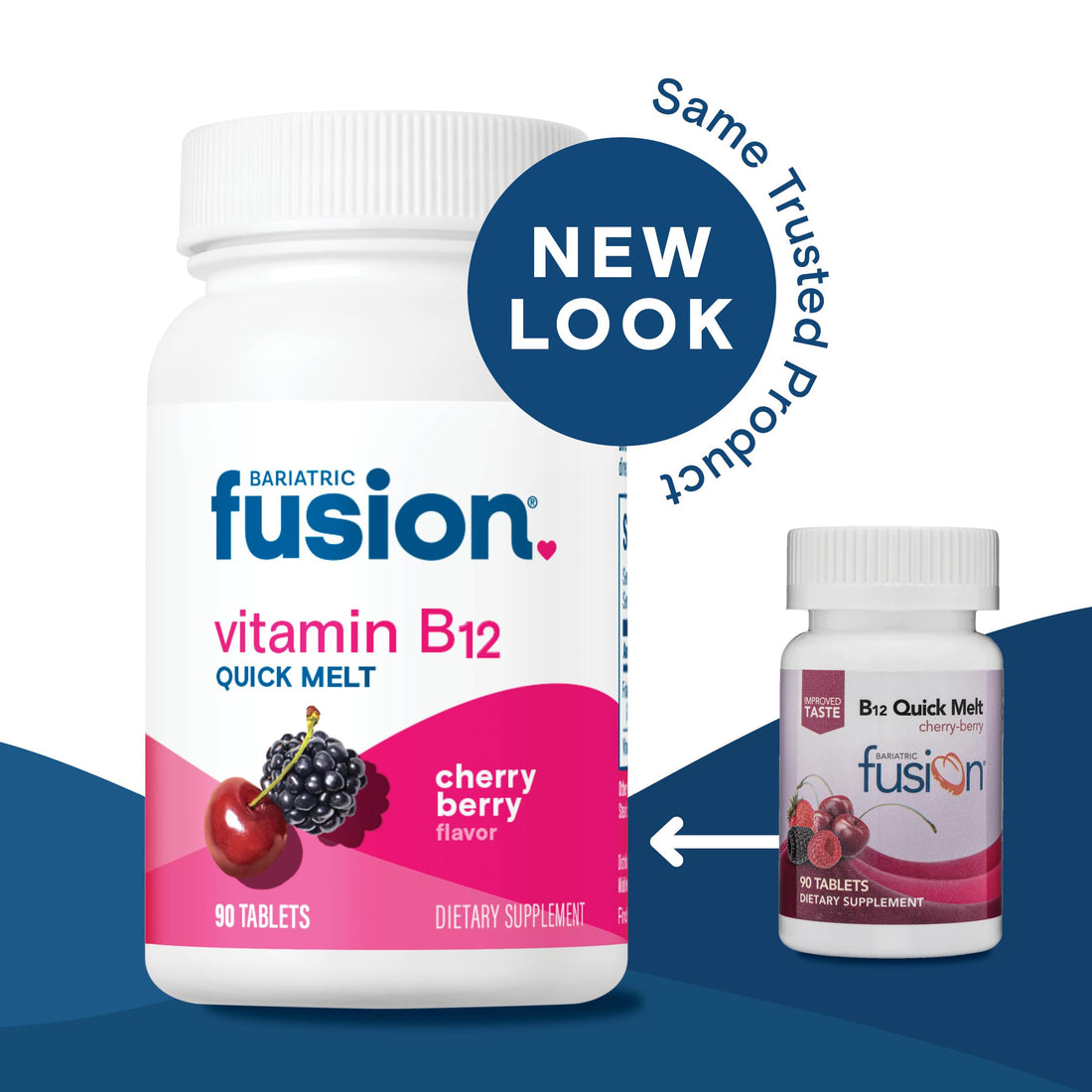 Bariatric Fusion Vitamin B12 Melt | Cherry Berry Flavored Tablets | Dissolves On Your Tongue B 12 Vitamin 1000 mcg and Folic Acid | Vegan B12 Vitamins | Gluten, Dairy & Soy Free | 90 Count