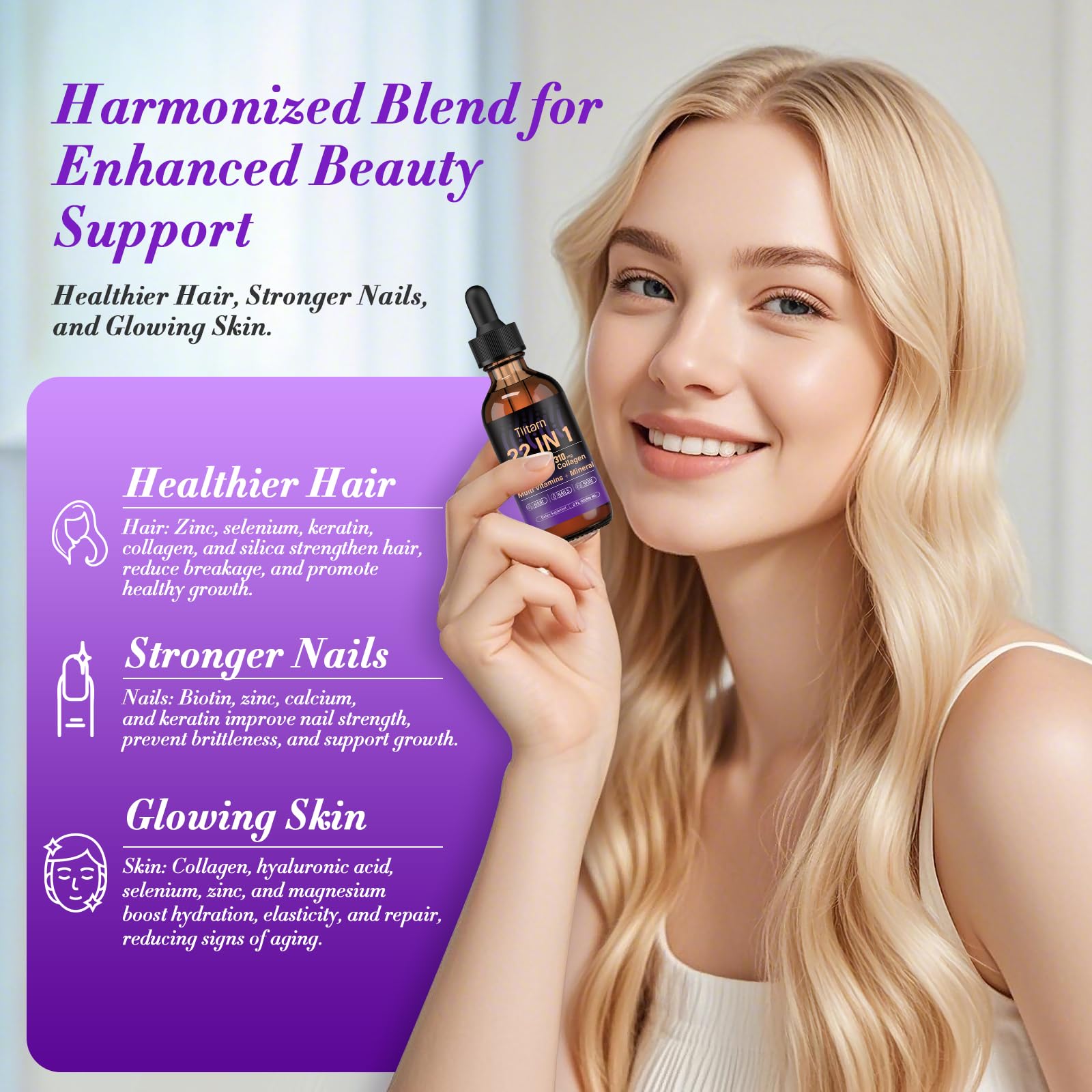 Liquid Biotin, Collagen & Hyaluronic Acid – Hair Growth Vitamins for Men and Women Supports Hair, Skin & Nails | Vitamin B Complex |