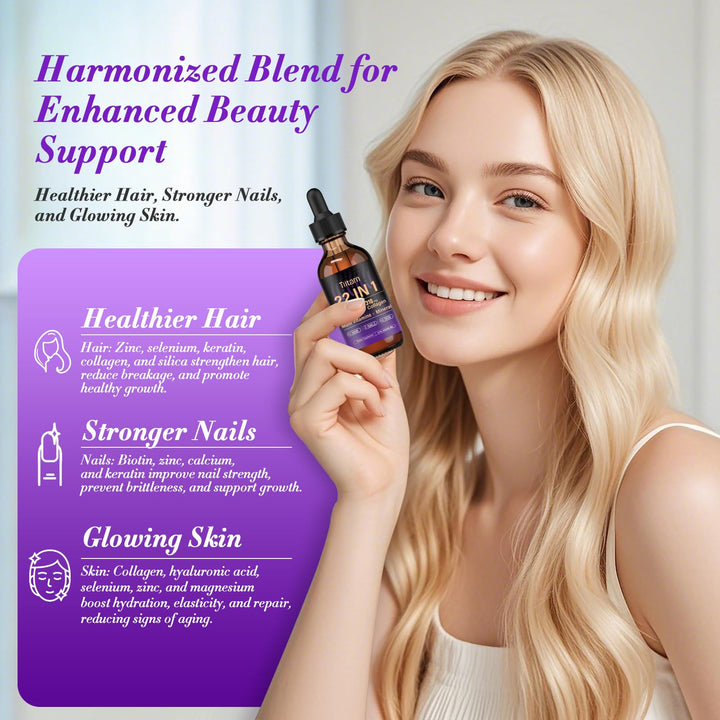 Liquid Biotin, Collagen & Hyaluronic Acid – Hair Growth Vitamins for Men and Women Supports Hair, Skin & Nails | Vitamin B Complex |