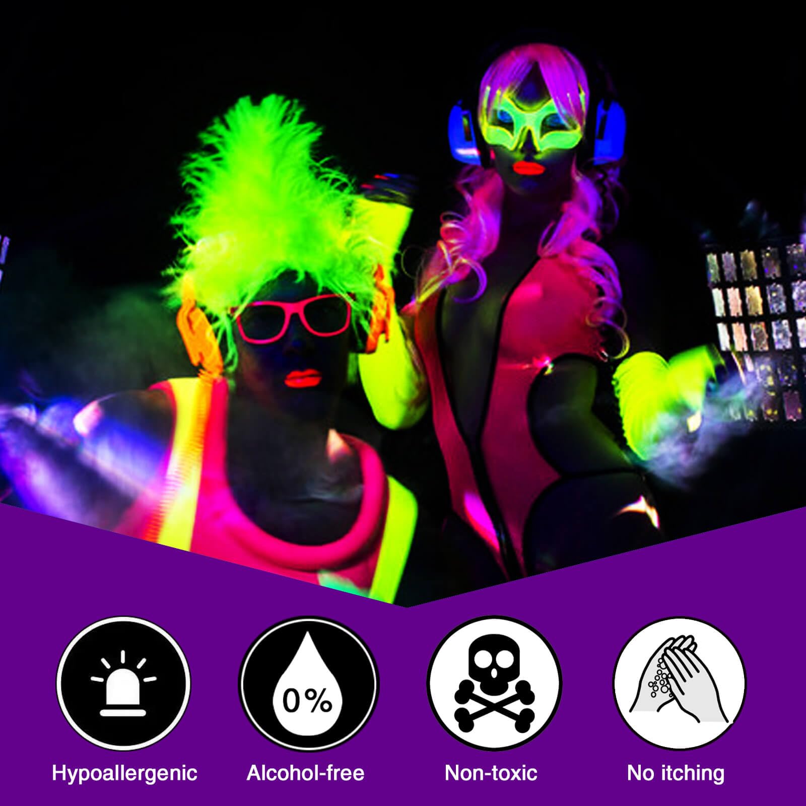 MEICOLY Neon Green Face Paint,Glow in The Dark Body Paint,Fluorescent Single Color Water Activated Eyeliner,1.05oz,Neon Green/UV Green