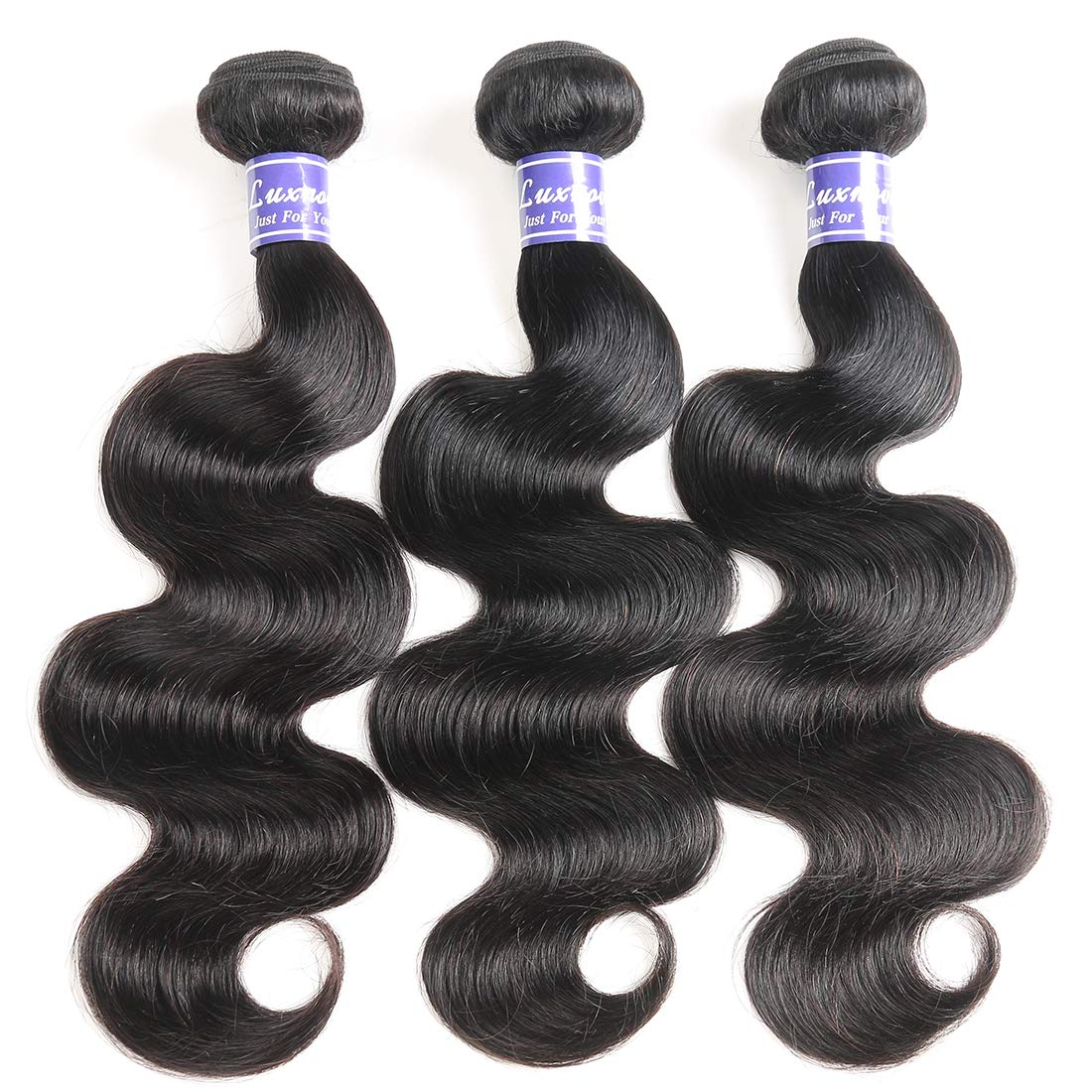 Luxnovolex Brazilian Hair Bundles Body Wave Unprocessed 100% Human Hair Bundles Brazilian Virgin Short Human Hair Extensions 300g (8 10 12)