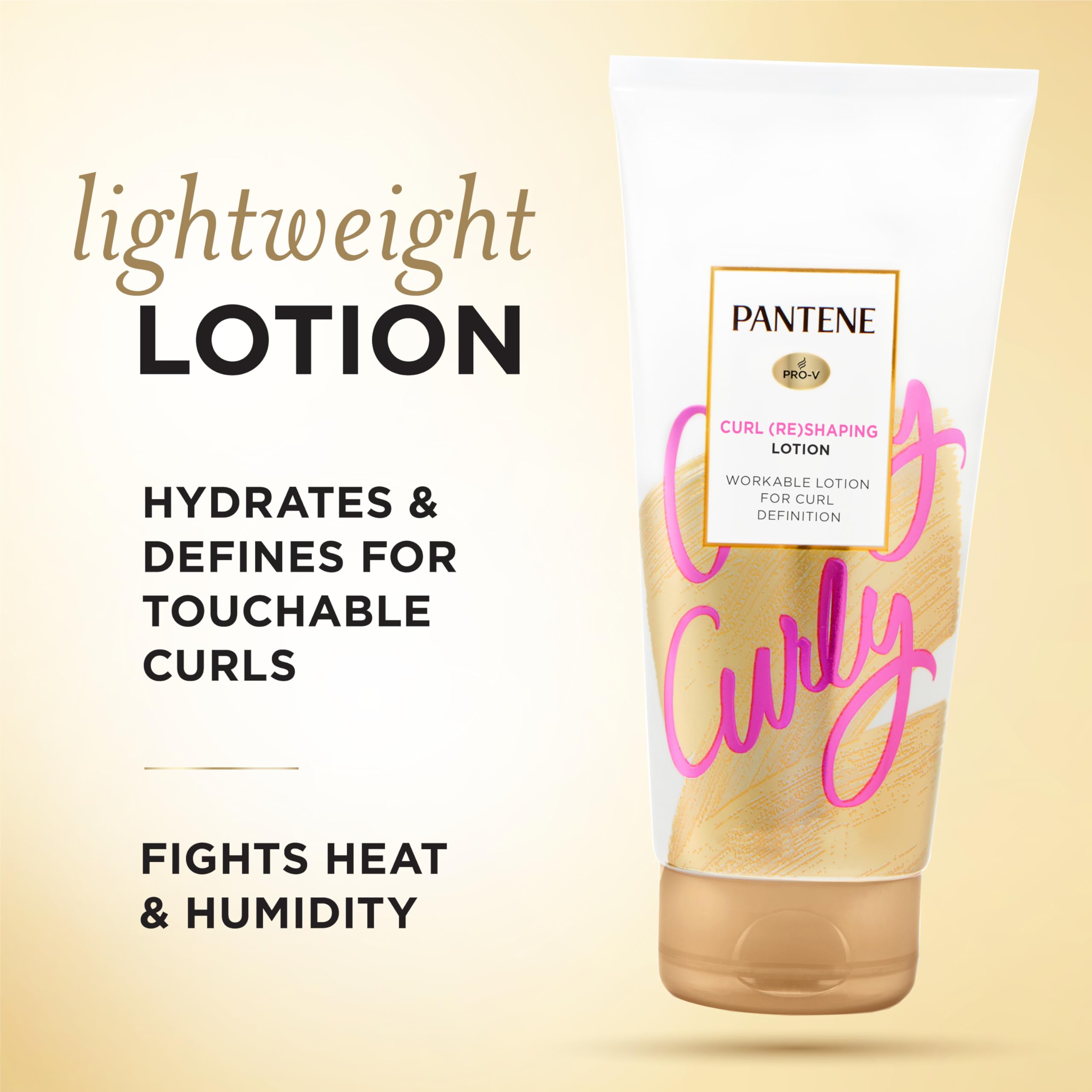 Pantene Pro-V Curl Cream Hair Lotion, Moisturizing Curl Defining Cream, Anti Frizz for Wavy or Curly Hair, with Vitamin B5, Pack of 3, 18 oz Total