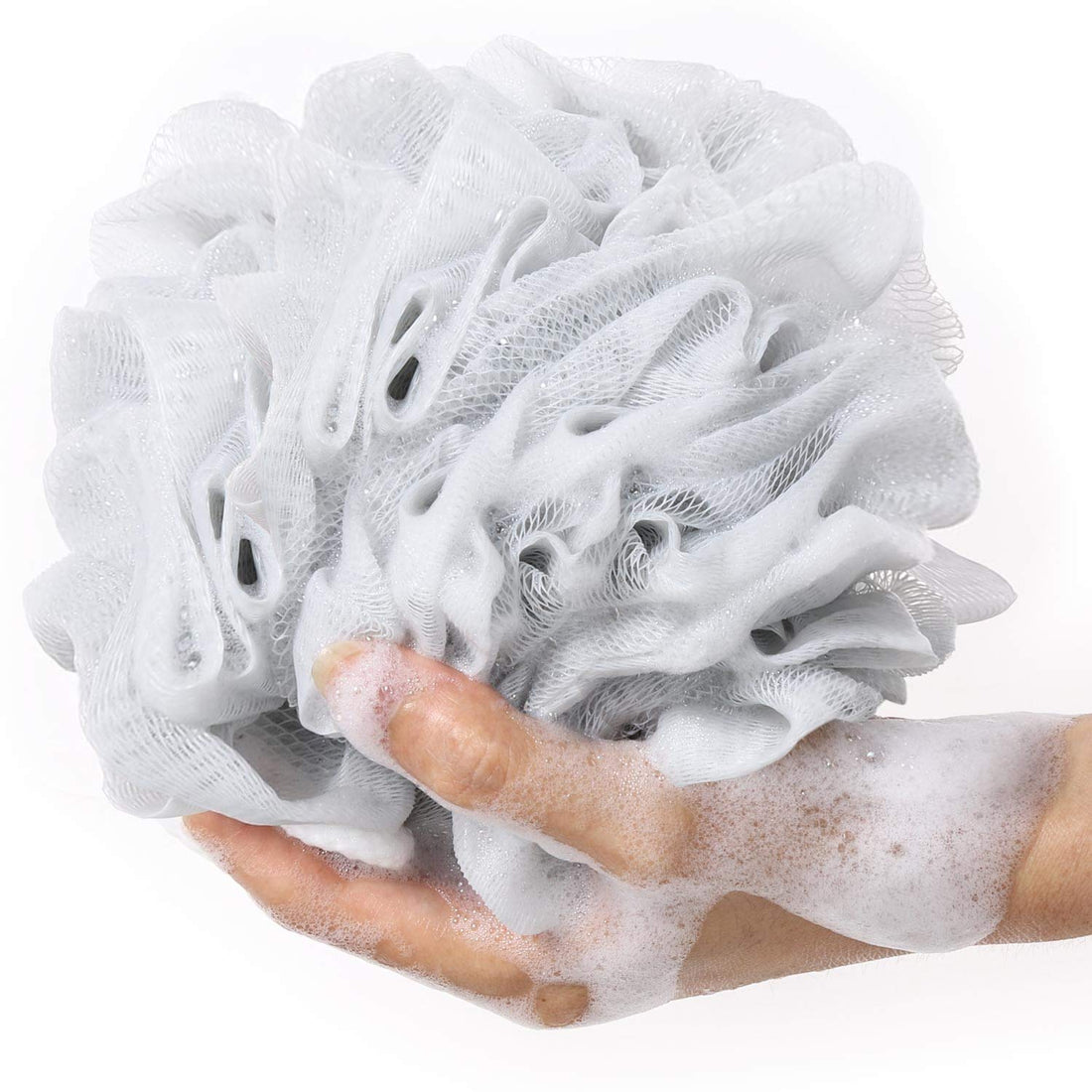 BTYMS 4 Pieces Shower Loofahs Bath Scrunchies 75g/pcsLarge Bath Sponge Body Loofahs Shower Pouf Mesh Pouf for Bathing