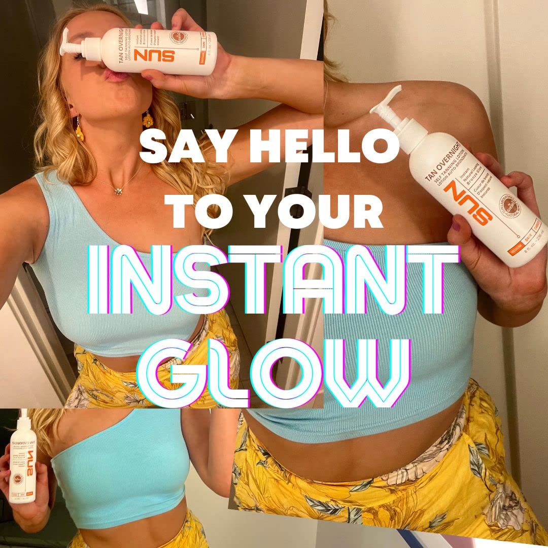 Self Tanner | Tan Overnight Self Tanning Lotion 32oz (Value Size) + Tanning Stickers - by Sun Laboratories (Packaging May Very)