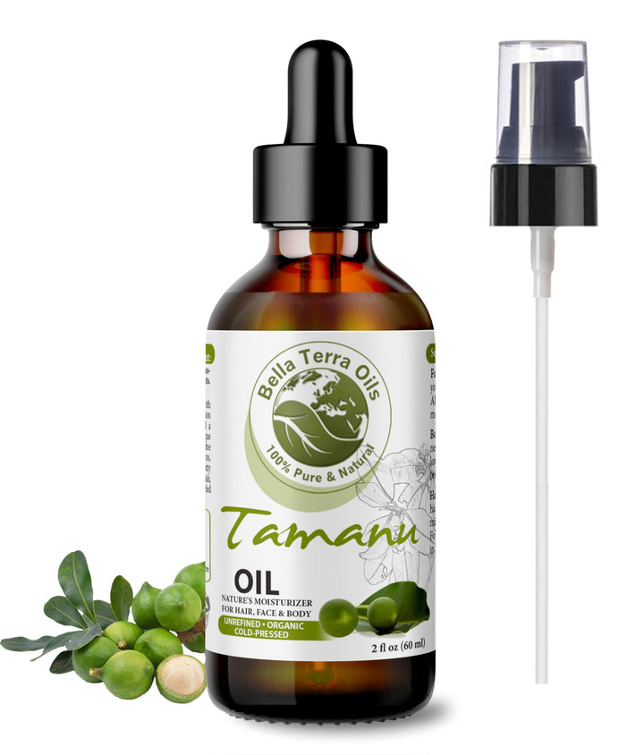 Bella Terra Oils - Organic Tamanu Oil 2oz - Celebrate Skin's Vitality, Naturally Rich in Fatty Acids & Vitamins, Distilled Essence from Pure Organic Tamanu Seeds