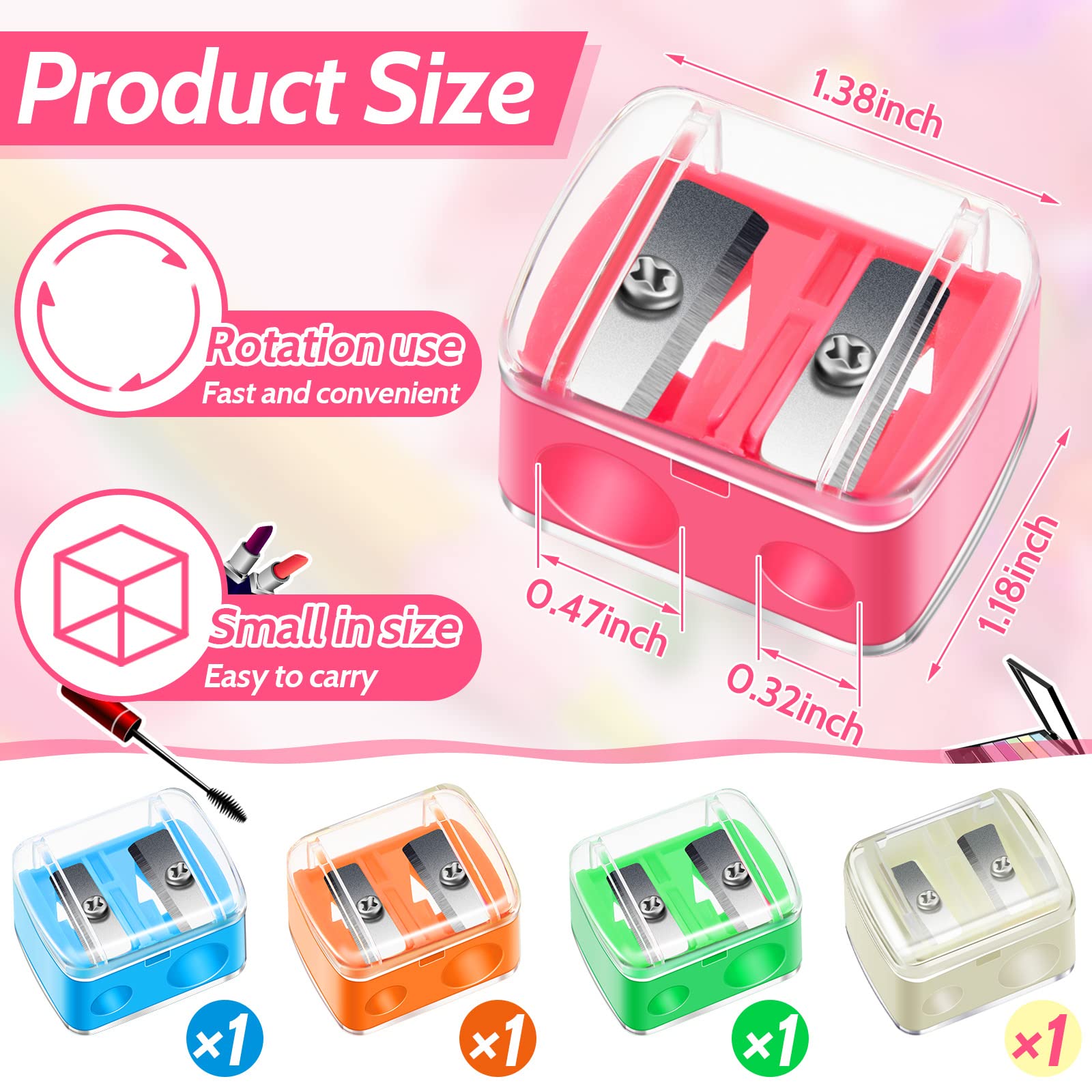 5 Pack Makeup Pencil Sharpener Plastic Lip Liner Pencil Eyeliner Sharpener Cosmetic Manual Tools for Eyeliner(Multi Colors)