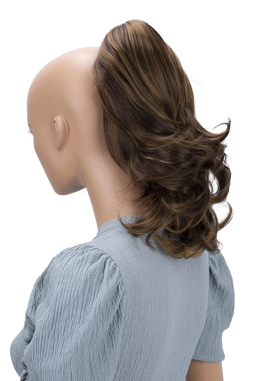 PRETTYSHOP 14Hair Piece Ponytail Extension Straight Light Curled Nature Looking Heat-Resisting Like Real Human Hair Different Colors brown blonde mix H82_33BH27 AD