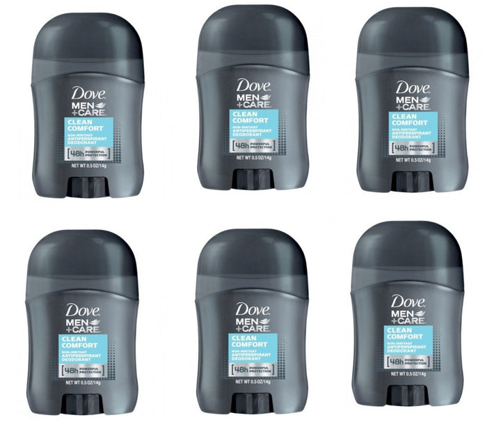 KT Travel Dove Men Care Clean Comfort Deodorant Travel Size 0.5 Ounce (Pack Of 6)
