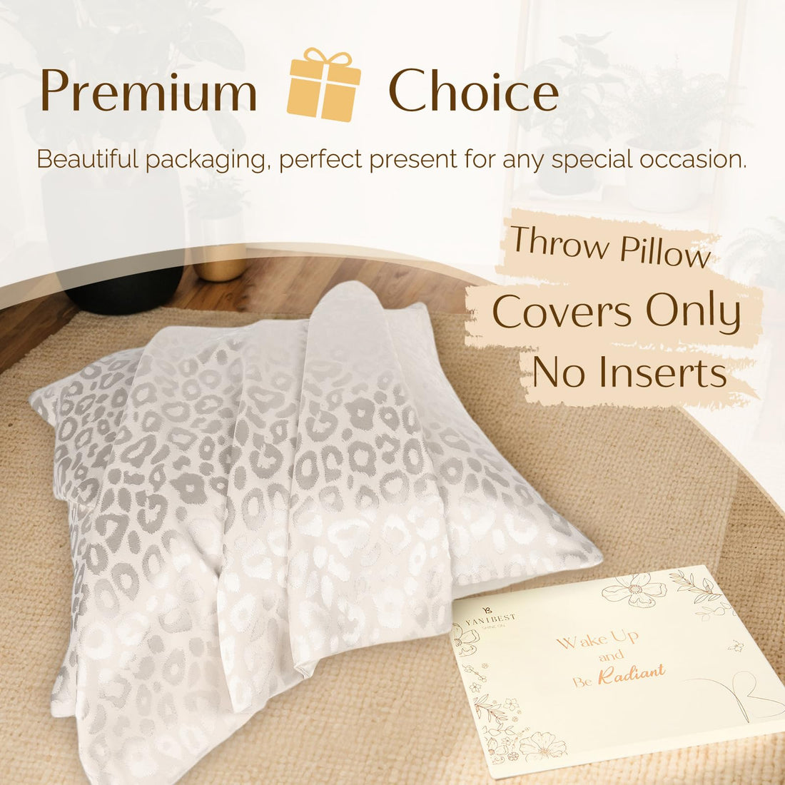 YANIBEST Pack of 2 Decorative 20x20 inch Throw Pillow Covers Leopard Print Pillow Covers Modern Farmhouse Christmas Home Decor for Sofa Living Room Couch Bed