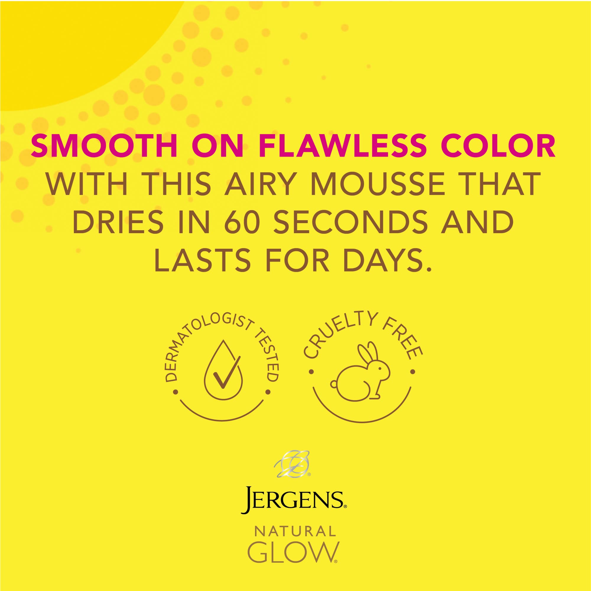 Jergens Natural Glow Instant Sun Body Mousse, Self Tanner for Light Bronze Tan, Sunless Tanning Body Bronzer for Natural Looking Color Instantly, 6 Oz