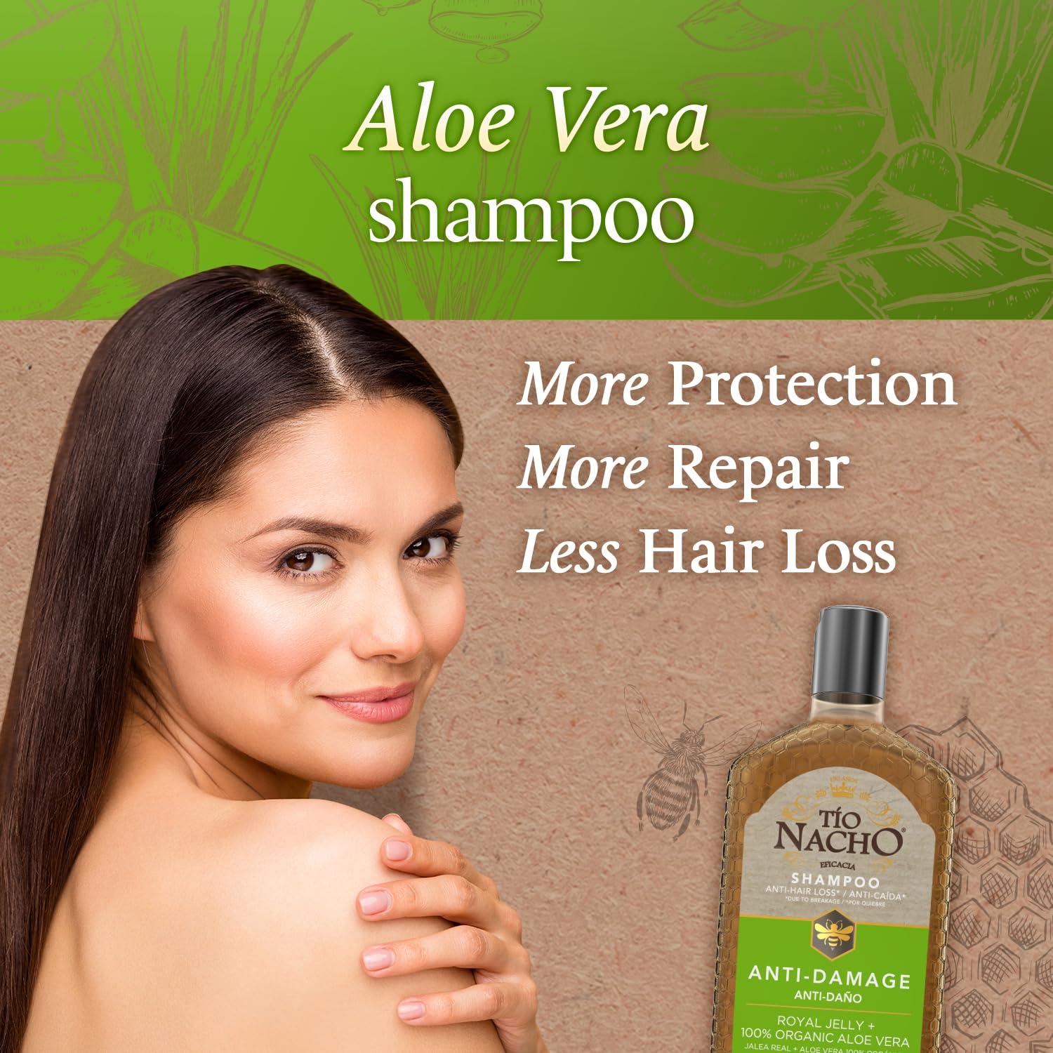 Tio Nacho Shampoo, 14 Oz - Organic Aloe Vera Deep Repair, Paraben Free, Silicone Free, for Dry Damaged Frizzy Hair