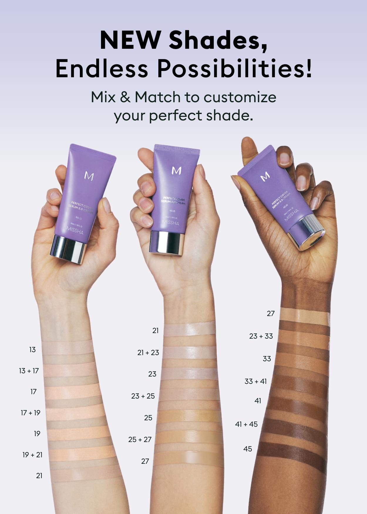 MISSHA M PERFECT COVER SERUM BB CREAM No.23 Natural Beige-Light/Medium with Cool/Neutral Undertone, Skin Care Foundation Makeup, Tinted Moisturizer, Superfood Complex, Mother's Day gifts, 1.18 Fl oz