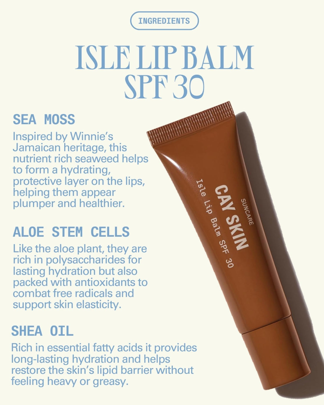 Cay Skin Isle Lip Balm SPF 30 – High Shine, Hydrating, Non-Sticky Lip Gloss in Vanilla Brown Sugar Flavor – Formulated with Natural Ingredients for All Skin Tones – Bad Gyal Berry