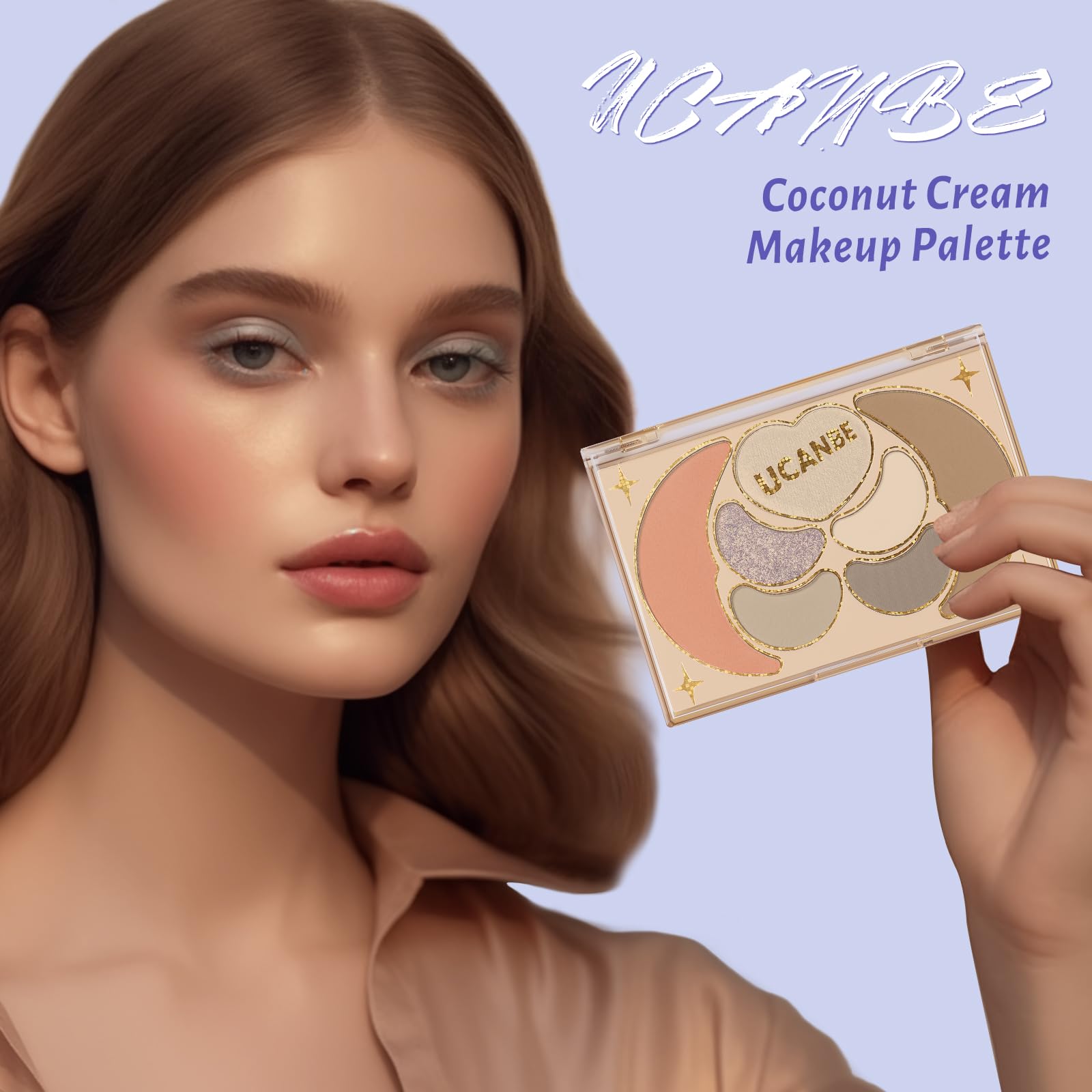 UCANBE All-In-One Makeup Kit - 4 Shimmer Matte Eyeshadows, 1 Pink Blush, 1 Bronzer Contour, 1 Illuminator Highlighter Palette - Iceberg Makeup Set for Women, Teens & Professionals